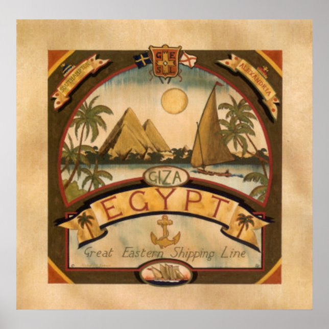 Poster de viagens Vintage no Egito (Frente)