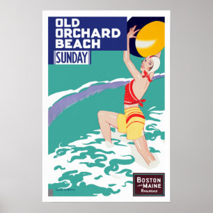 Poster de viagens Vintage Old Orchard Beach Maine