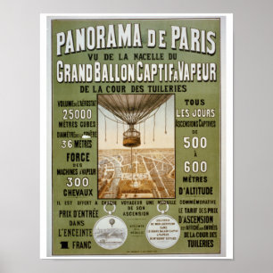 Poster de Viagens vintage Panorama de Paris