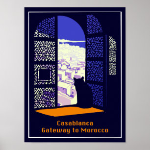 poster de viagens vintage para Casablanca, Marroco