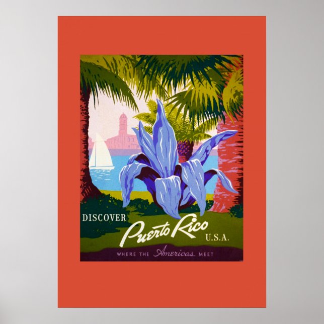 Poster de viagens Vintage Porto Rico (Frente)