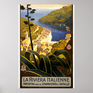 Poster de viagens Vintage Portofino Riviera Itália