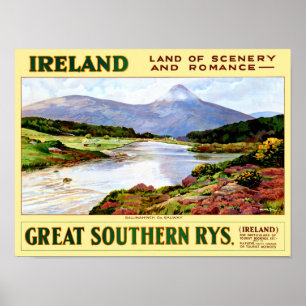 Poster de Viagens vintage restaurada da Irlanda