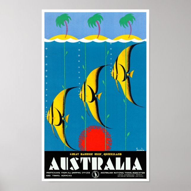 Poster de Viagens vintage restaurada na Austrália (Frente)