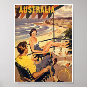 Poster de Viagens vintage retrô da Austrália