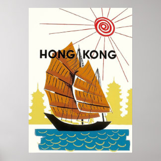 Poster de Viagens vintage Retro de Hong Kong