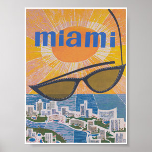 Poster de Viagens vintage Retro de Miami Florida