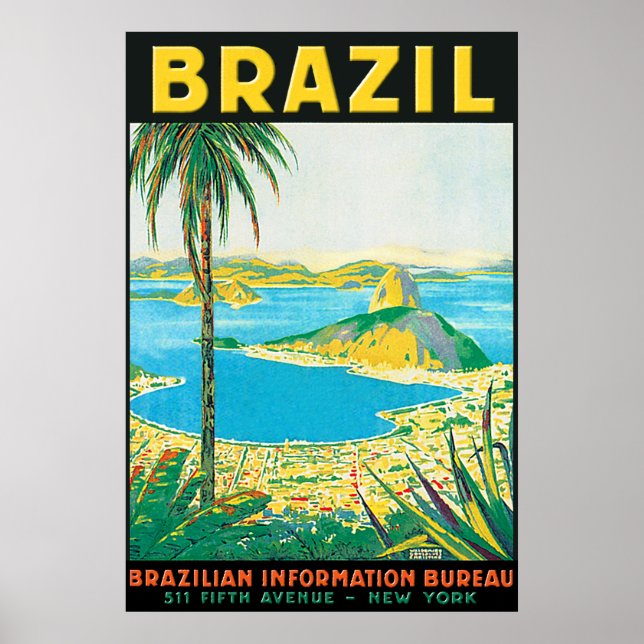 Poster de viagens Vintage Rio Brasil (Frente)