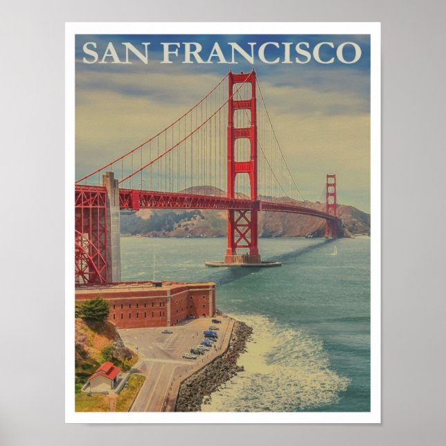 Poster de viagens Vintage San Francisco Ouro Gate (Frente)