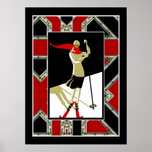 Poster de viagens Vintage Santo Croix Skiing 3