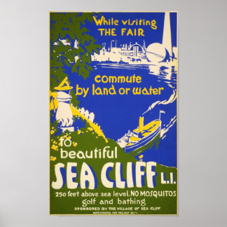 Poster de viagens Vintage Sea Cliff Nova York
