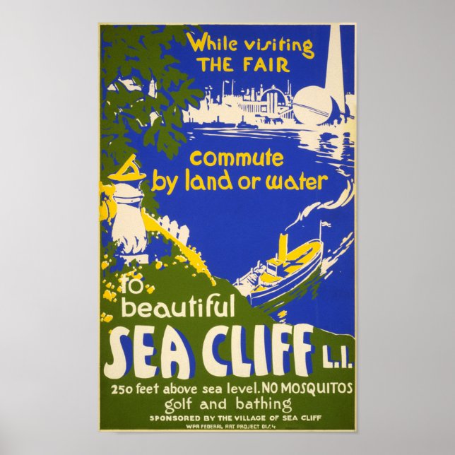 Poster de viagens Vintage Sea Cliff Nova York (Frente)