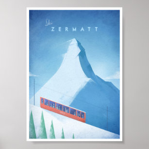 Poster de Viagens vintage Ski Zermatt