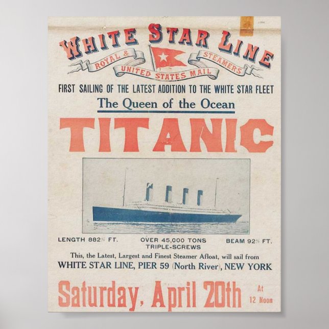 Poster de viagens Vintage Titanic (Frente)