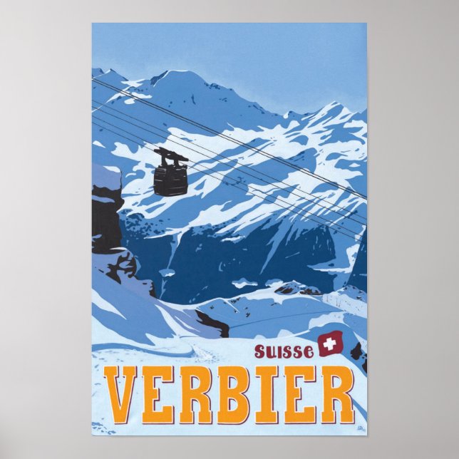 Poster de Viagens vintage Verbier Suiça (Frente)