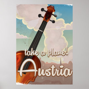 Poster de viagens vintage Violino da Áustria.