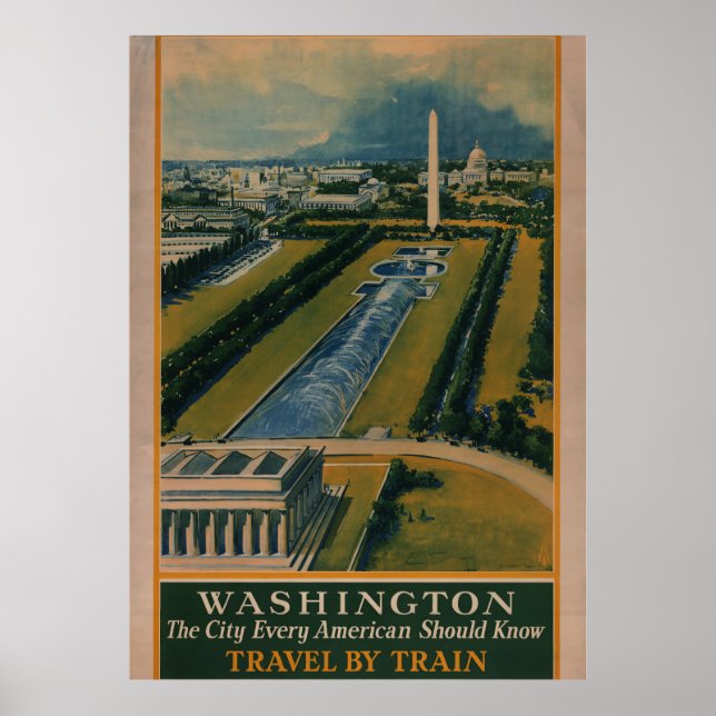 Poster de viagens Vintage Washington DC (Frente)