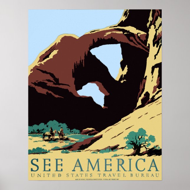 Poster de Viagens vintage WPA Ver Arcos América (Frente)