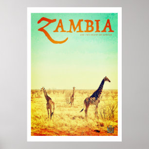 Poster de viagens Vintage Zambia