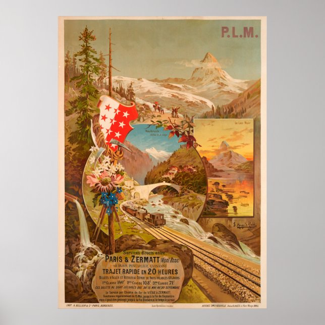 Poster de Viagens vintage Zermatt (Frente)