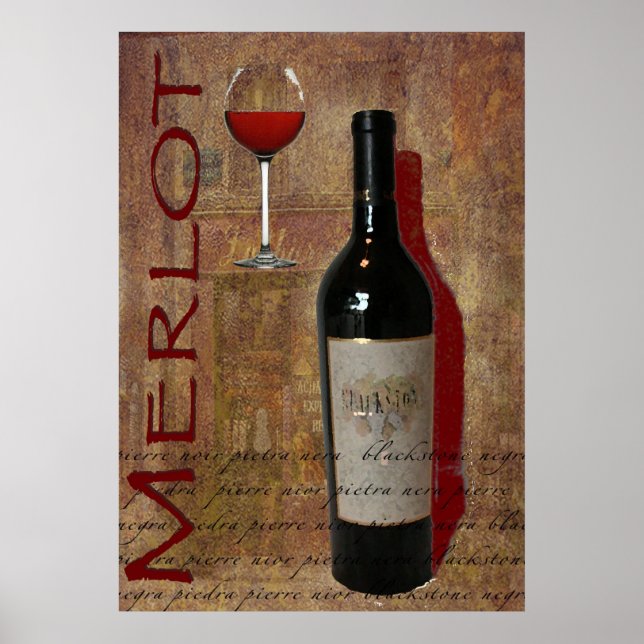poster de vinho Merlot (Frente)