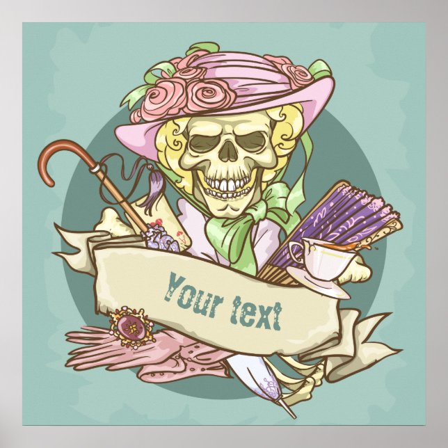 Poster de Vintage Skull personalizável (Frente)