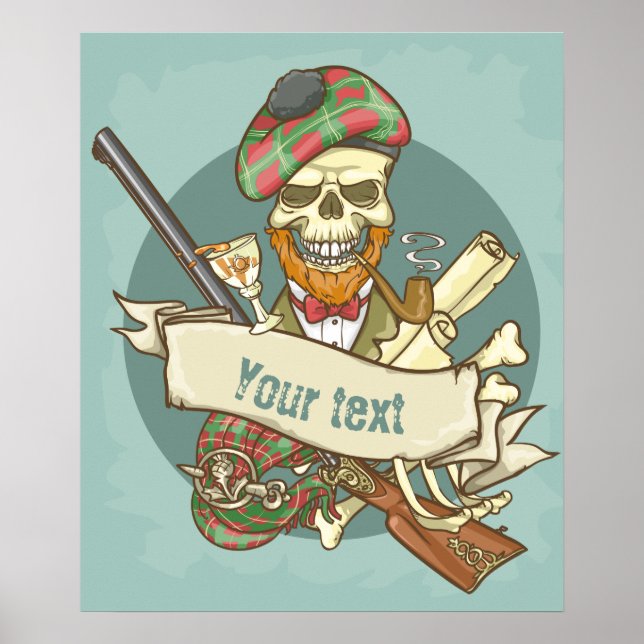 Poster de Vintage Skull personalizável (Frente)