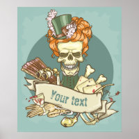 Poster de Vintage Skull personalizável