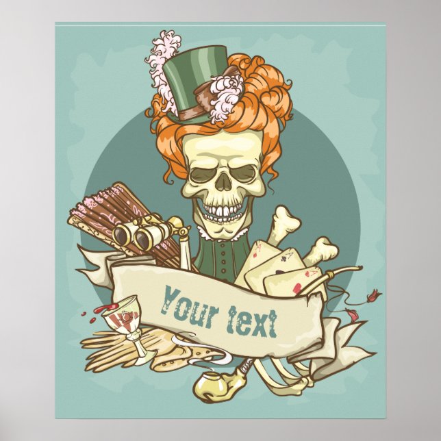 Poster de Vintage Skull personalizável (Frente)