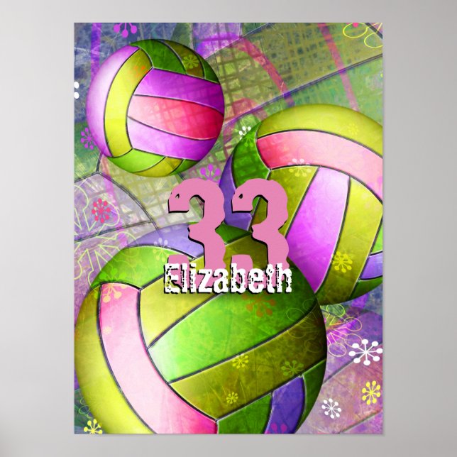 Poster de vôlei feminino com número de jogador (Frente)