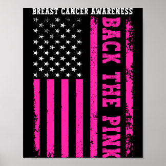 Poster De Volta à Bandeira Americana Rosa Câncer de Mama