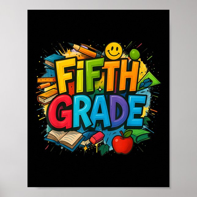 Poster De Volta À Equipe Do Quinto Ano Feliz Primeiro Dia (Frente)