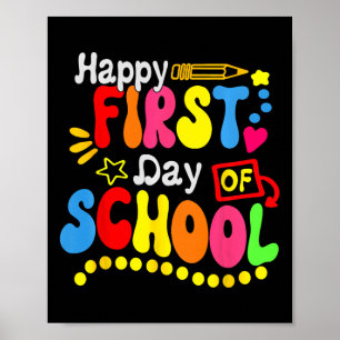 Poster De Volta À Escola Estudante Feliz Primeiro Dia De