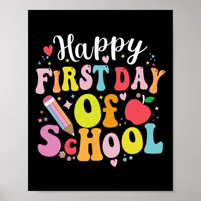 Poster De Volta À Escola Estudante Feliz Primeiro Dia De (Frente)