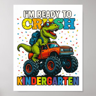 Poster De Volta à Escola Menino Dinossauro Estou Pronto P