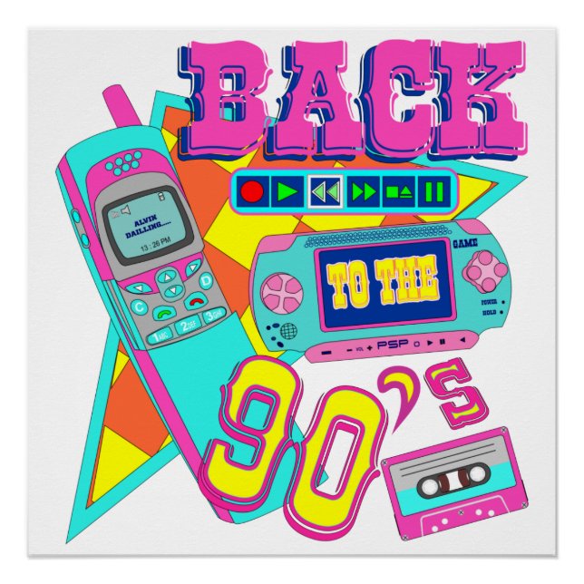 Póster De volta ao Neon Arcade dos anos 90 (Frente)