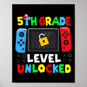 Poster De Volta às Aulas Nível 5º Ano Desbloqueado Gamer 