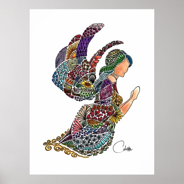 Poster de Voo Anjo em Branco (Frente)