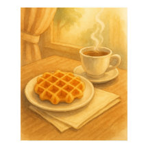 Poster de Waffle e Café Belga - Cena de Café Cozy