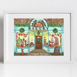 Poster de Watercolor da Bakery de Natal