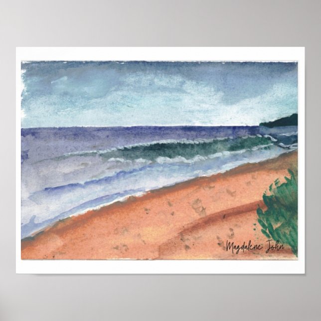 Poster de Wave de Aquarela (Frente)