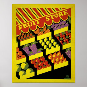 Poster de WPA da loja da fruta -