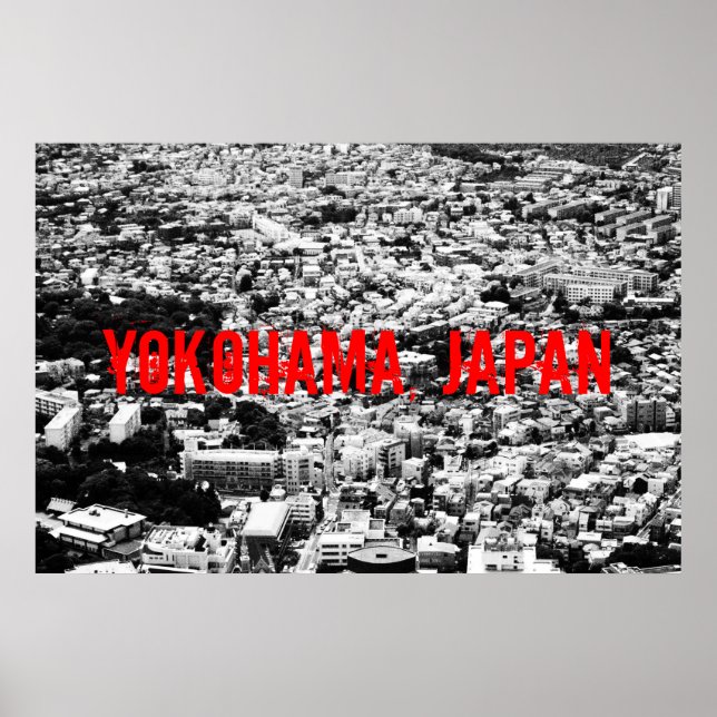 Poster de Yokohama preto e branco (Frente)