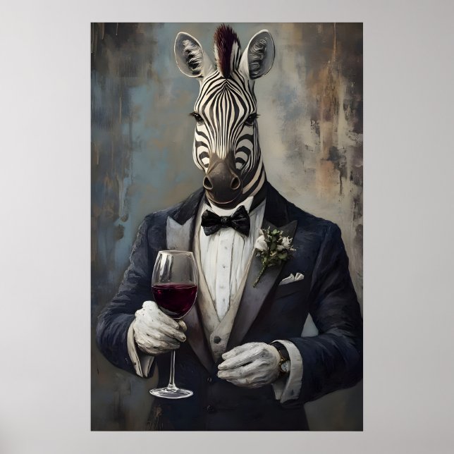 Poster de Zebra em Smoking, Poster de Animal, Zebr (Frente)