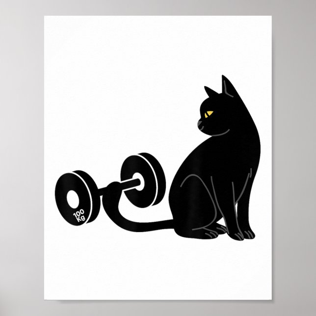 Poster Deadlifting Cat Workout Gym Fitness Exercise Weigh (Frente)