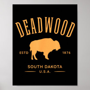 Poster Deadwood Dakota do Sul EUA desenho de bisão lembra