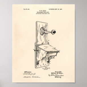 Poster Dean Wall Telephone 1907 Patent Art Old Peper