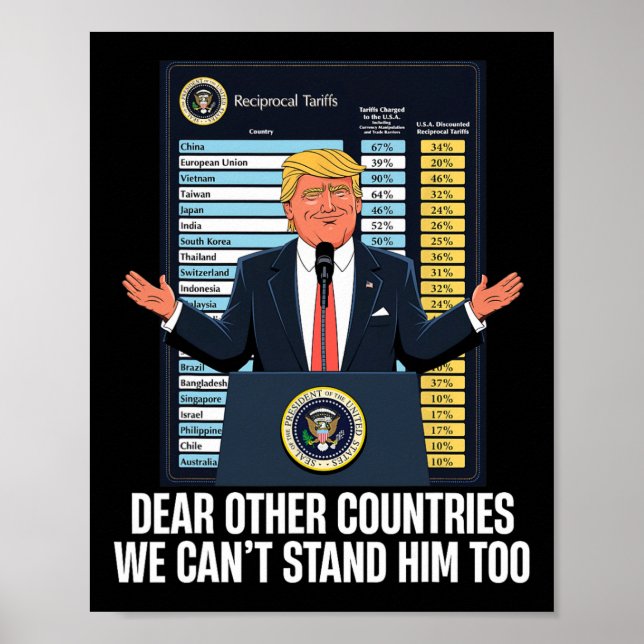 Poster Dear Other Countries We Can't Stand Him Too Funny  (Frente)
