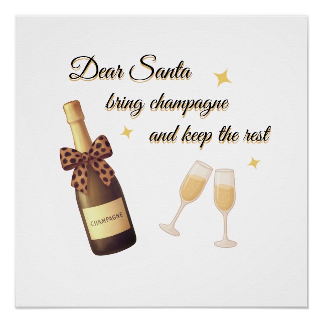 Póster Dear Santa Champagne Design (Frente)