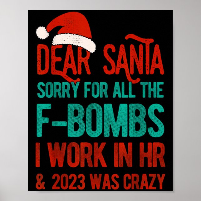 Poster Dear Santa Human Resources Funny Hr Christmas 2023 (Frente)